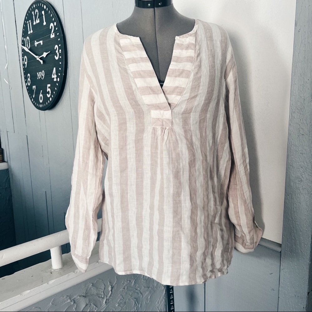 Antibes Blanc Linen Striped Shirt